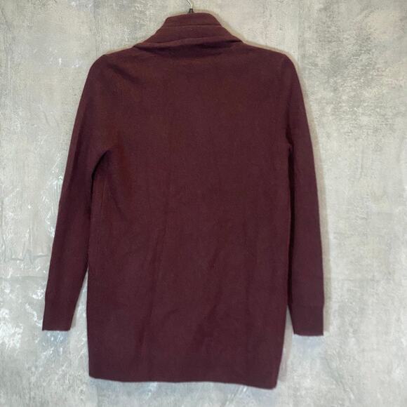 C BY BLOOMINGDALES Cashmere Women's Dark Raisin Open-Front Cardigan SZ XS - Picture 2 of 8